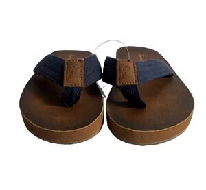 Tommy Bahama Kids Flip Flops Size 10 Navy Canvas Thong Sandals Beach Casual
